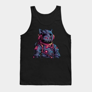 Cosmic Cat: Cyberpunk Astronaut from the Future Tank Top